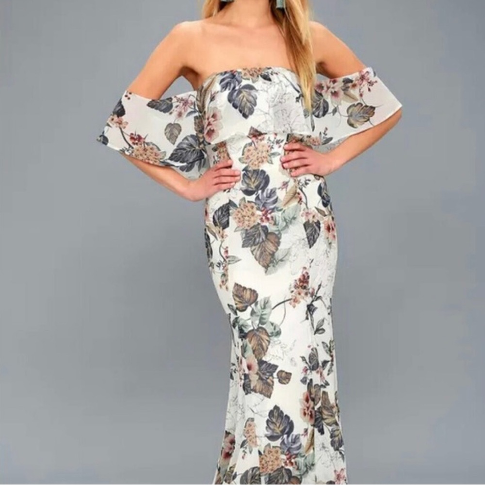 White floral off the shoulder dress